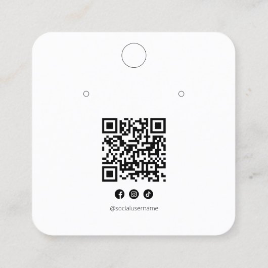 Monogram Initiaal Logo QR Code Oorbel Display Kaar Vierkante Visitekaartje (Achterkant)