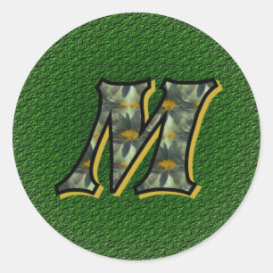 Monogram Initiaal M Black Daisies Sticker