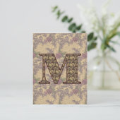 Monogram Initiaal M Elegante Vintage Bloem  Briefkaart (Staand voorkant)