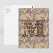 Monogram Initiaal M Elegante Vintage Bloem  Briefkaart (Voorkant / Achterkant)
