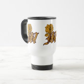 Monogram Initiaal M Gold Peony Floral Travel Mug Reisbeker (Voorkant links)