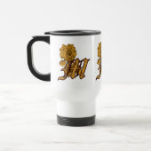 Monogram Initiaal M Gold Peony Floral Travel Mug Reisbeker (Links)