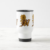 Monogram Initiaal M Gold Peony Floral Travel Mug Reisbeker (Center)