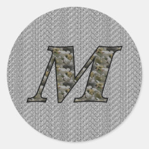 Monogram Initiaal M Hortensia Bloemen Ronde Sticker