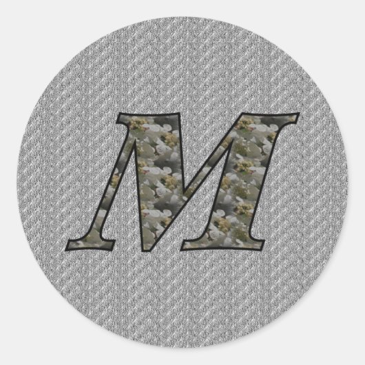 Monogram Initiaal M Hortensia Bloemen Ronde Sticker (Voorkant)