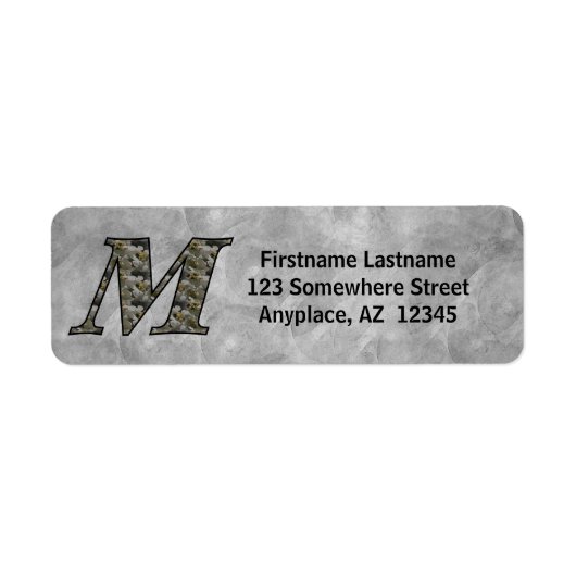 Monogram Initiaal M Hortensia Retouradres Etiket (Voorkant)