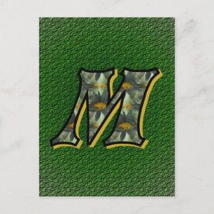Monogram Initiaal M Madeliefjes Bloem Kunst Briefkaart