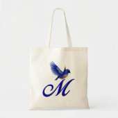 Monogram Initiaal M met Blauwe Vogel Tote Bag (Voorkant)