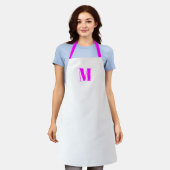 Monogram initiaal magenta roze wit aanpassen schort (Gedragen)