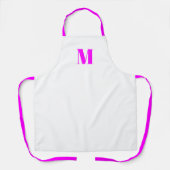 Monogram initiaal magenta roze wit aanpassen schort (Voorkant)