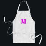Monogram initiaal magenta roze wit aanpassen standaard schort<br><div class="desc">Monogram initiaal magenta roze witte volwassen Schort aanpassen</div>