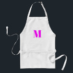 Monogram initiaal magenta roze wit aanpassen standaard schort<br><div class="desc">Monogram initiaal magenta roze witte volwassen Schort aanpassen</div>