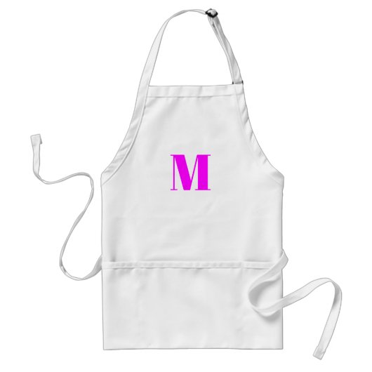 Monogram initiaal magenta roze wit aanpassen standaard schort (Voorkant)