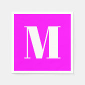 Monogram initiaal magenta wit aanpassen servet (Voorkant)