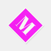 Monogram initiaal magenta wit aanpassen servet (Hoek)