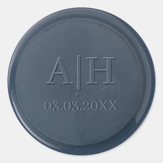 Monogram Initiaal marineblauw waszegel Ronde Sticker (Voorkant)