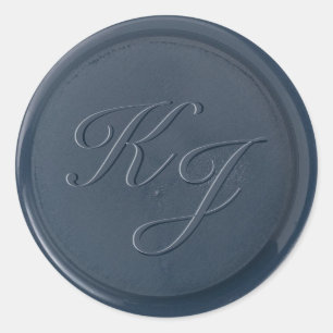 Monogram Initiaal marineblauw waszegel Ronde Sticker