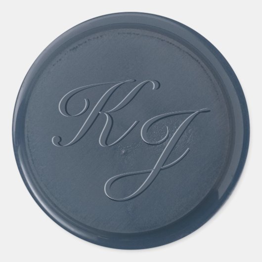 Monogram Initiaal marineblauw waszegel Ronde Sticker (Voorkant)