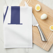 Monogram initiaal marineblauw wit modern elegant theedoek (Quarter Fold)