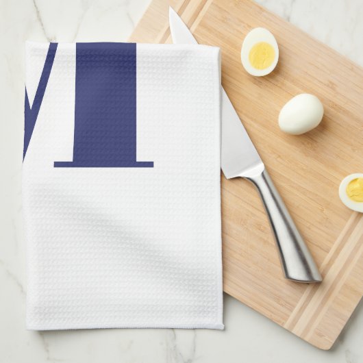 Monogram initiaal marineblauw wit modern elegant theedoek (Quarter Fold)