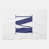 Monogram initiaal marineblauw wit modern elegant theedoek (Horizontaal)