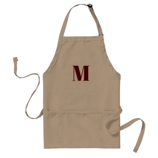 Monogram initiaal-maroon-wit standaard schort (Voorkant)