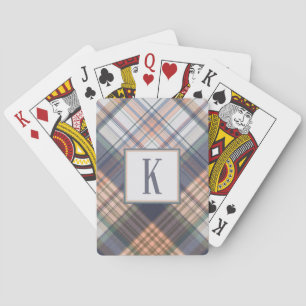 Monogram Initiaal Masculine Blue Grey Play Pokerkaarten
