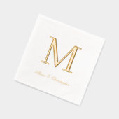 Monogram Initiaal met namen Gold Wedding Napkins Folie Servetten (Links)
