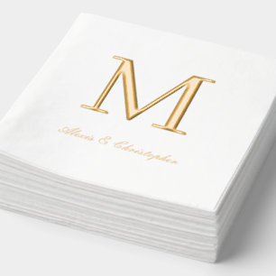 Monogram Initiaal met namen Gold Wedding Napkins Folie Servetten