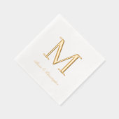 Monogram Initiaal met namen Gold Wedding Napkins Folie Servetten (Rechts)