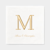 Monogram Initiaal met namen Gold Wedding Napkins Folie Servetten (Voorkant)