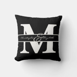 Monogram initiaal met namen op voor & achter kussen