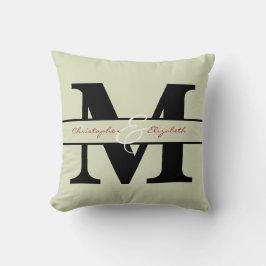 Monogram initiaal met namen op voor & achter kussen