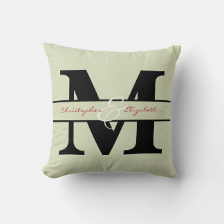 Monogram initiaal met namen op voor & achter kussen