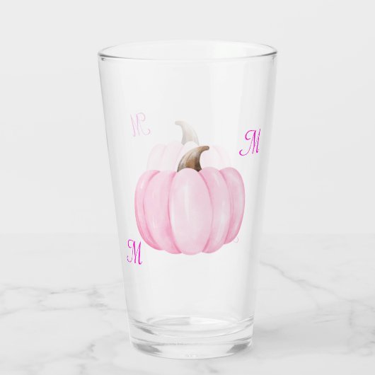 Monogram Initiaal met roze pompoen | Glas (Achterkant)