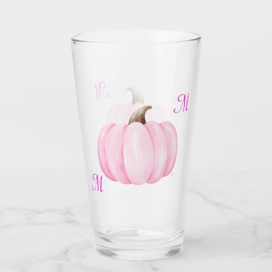 Monogram Initiaal met roze pompoen | Glas (Voorkant)