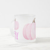 Monogram Initiaal met roze pompoen | Matglas Koffiemok (Voorkant links)