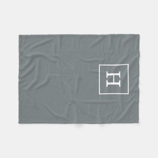 Monogram Initiaal met witte houtskool Fleece Deken (Voorkant (Horizontaal))