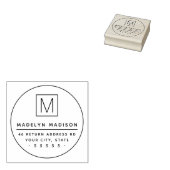 Monogram initiaal minimaal retouradres rubberstempel (Gestempeld)