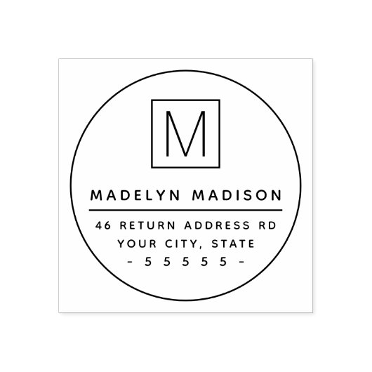 Monogram initiaal minimaal retouradres rubberstempel (Afrduk)
