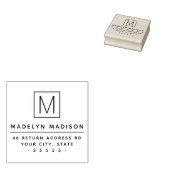 Monogram initiaal minimaal retouradres rubberstempel (Gestempeld)