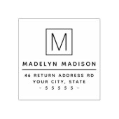 Monogram initiaal minimaal retouradres rubberstempel (Afrduk)