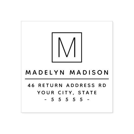 Monogram initiaal minimaal retouradres rubberstempel (Afrduk)