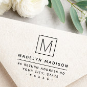 Monogram initiaal minimaal retouradres rubberstempel