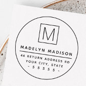 Monogram initiaal minimaal retouradres rubberstempel