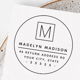 Monogram initiaal minimaal retouradres rubberstempel