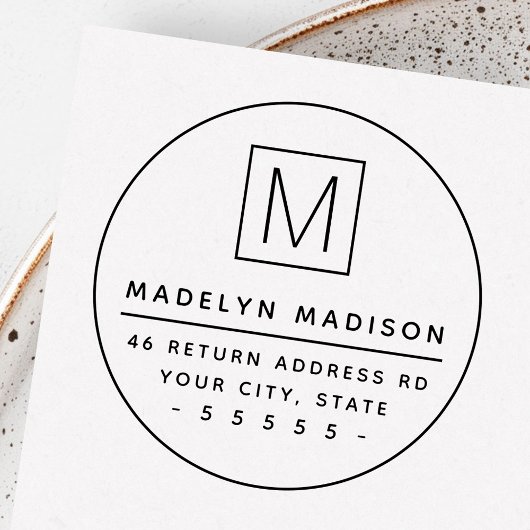 Monogram initiaal minimaal retouradres rubberstempel