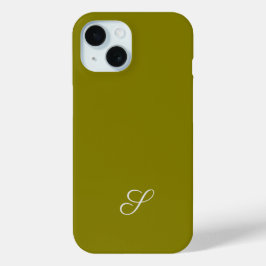 Monogram initiaal minimalistische saliegroen  iPhone 15 case