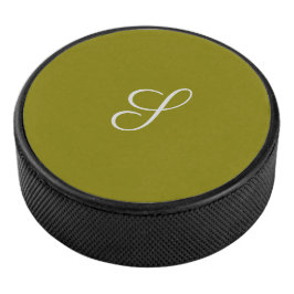 Monogram initiaal minimalistische saliegroen  hockey puck