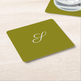 Monogram initiaal minimalistische saliegroen  kartonnen onderzetters